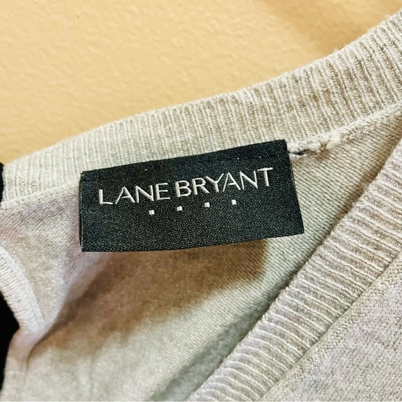 Lane Bryant Gray V-Neck Tie Sweater 3X - Picture 2 of 7